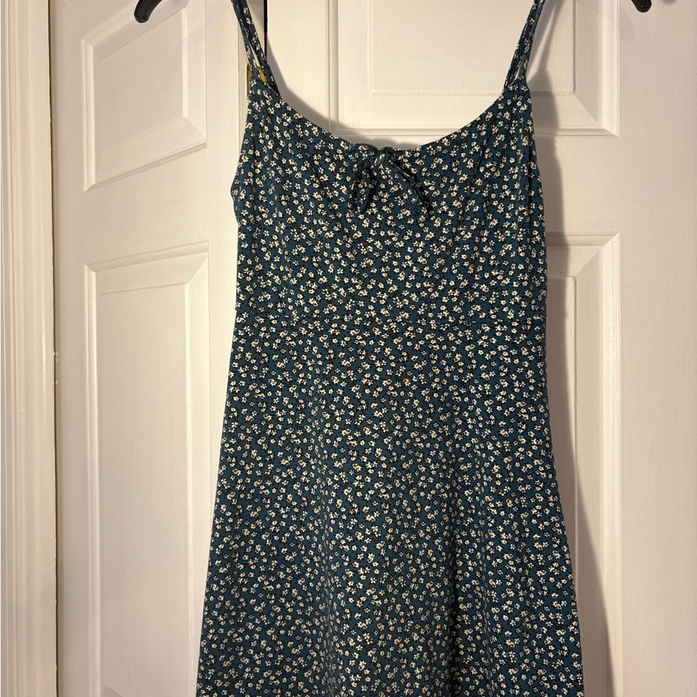 Sky and Sparrow Blue Floral Cotton Knit Dress